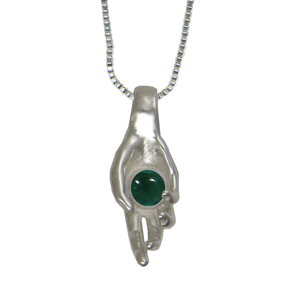 Sterling Silver Healing Hand Pendant With Fluorite